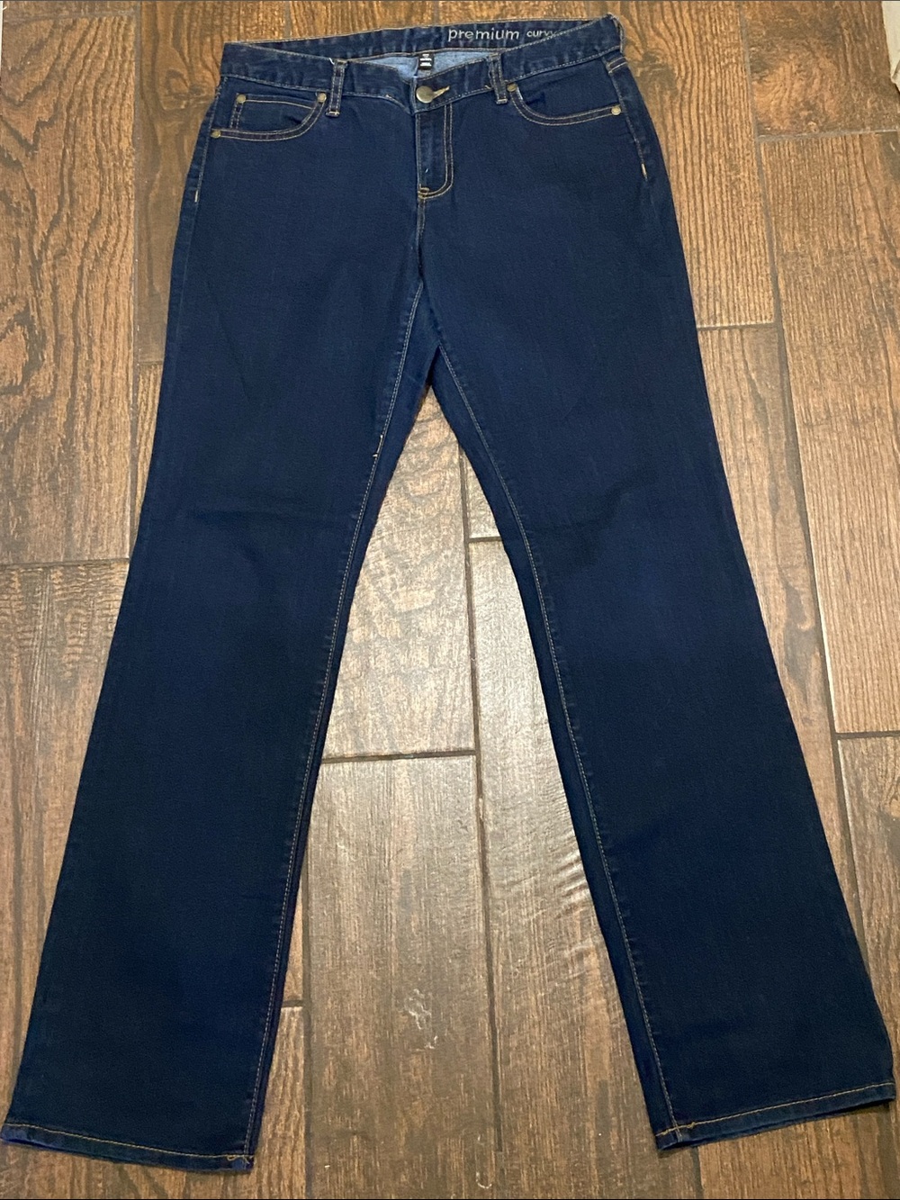 GAP Premium Curvy Straight Blue Denim Jeans with Contrast Stitching Size 10/30L